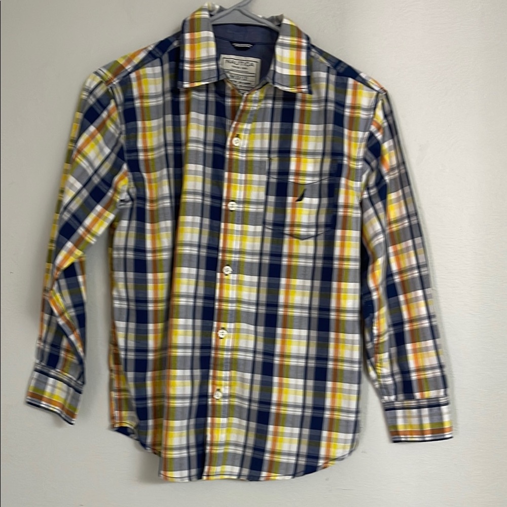 Men's Plaid Shirt - Blue, Yellow, White
